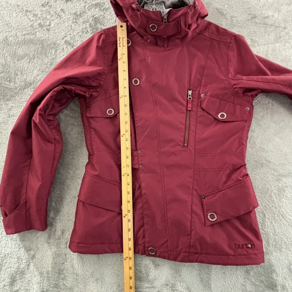 Burton Recruit Dryride Snowboard Jacket Womens M Maroon Red‎ Zip Hooded Pockets